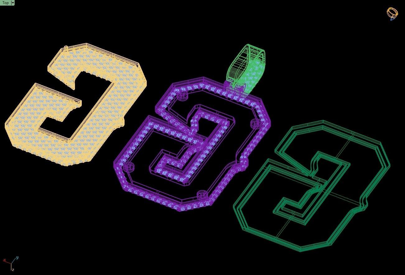 Custom Initial G Letter Diamond Pendant A to Z Alphabet Necklace 3D print model_14