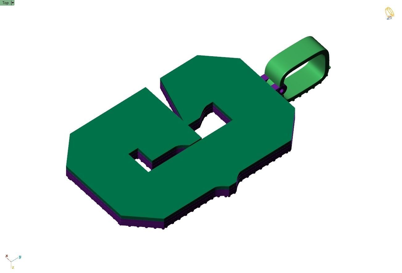 Custom Initial G Letter Diamond Pendant A to Z Alphabet Necklace 3D print model_9