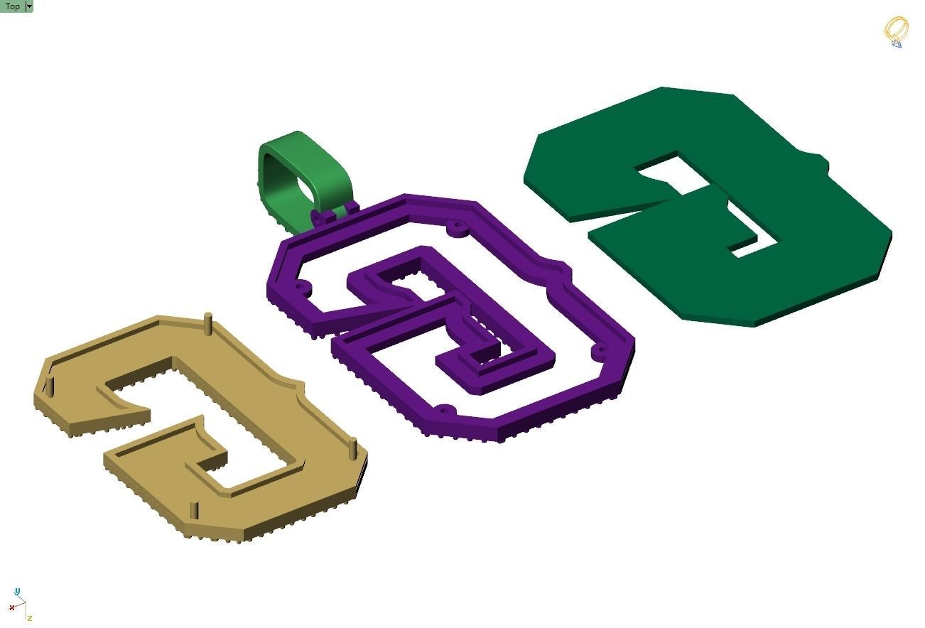 Custom Initial G Letter Diamond Pendant A to Z Alphabet Necklace 3D print model_12