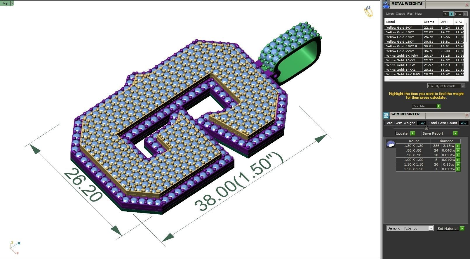 Custom Initial G Letter Diamond Pendant A to Z Alphabet Necklace 3D print model_6