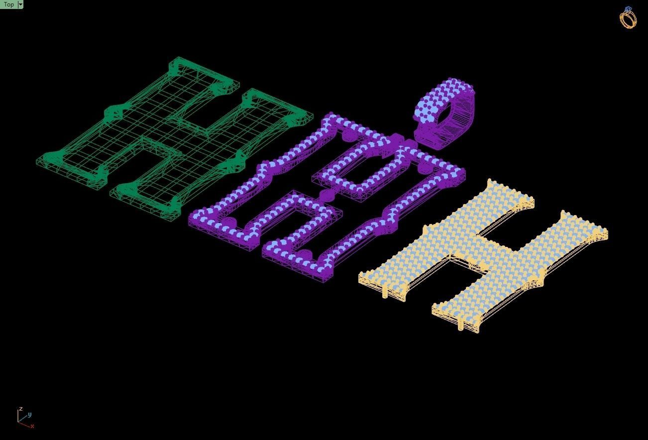 Custom Initial H Letter Diamond Pendant A to Z Alphabet Necklace 3D print model_14