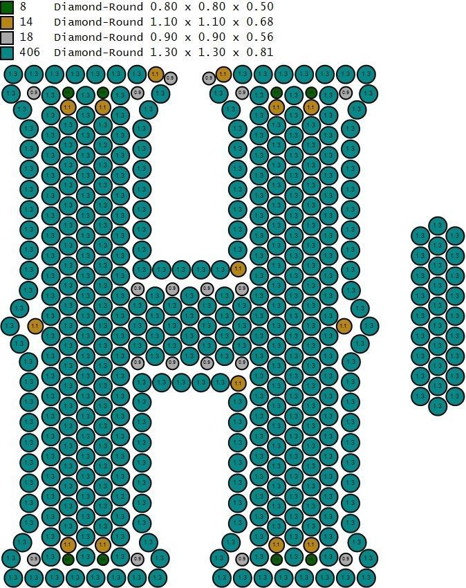 Custom Initial H Letter Diamond Pendant A to Z Alphabet Necklace 3D print model_15