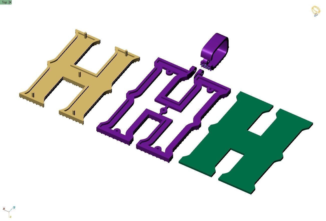Custom Initial H Letter Diamond Pendant A to Z Alphabet Necklace 3D print model_10