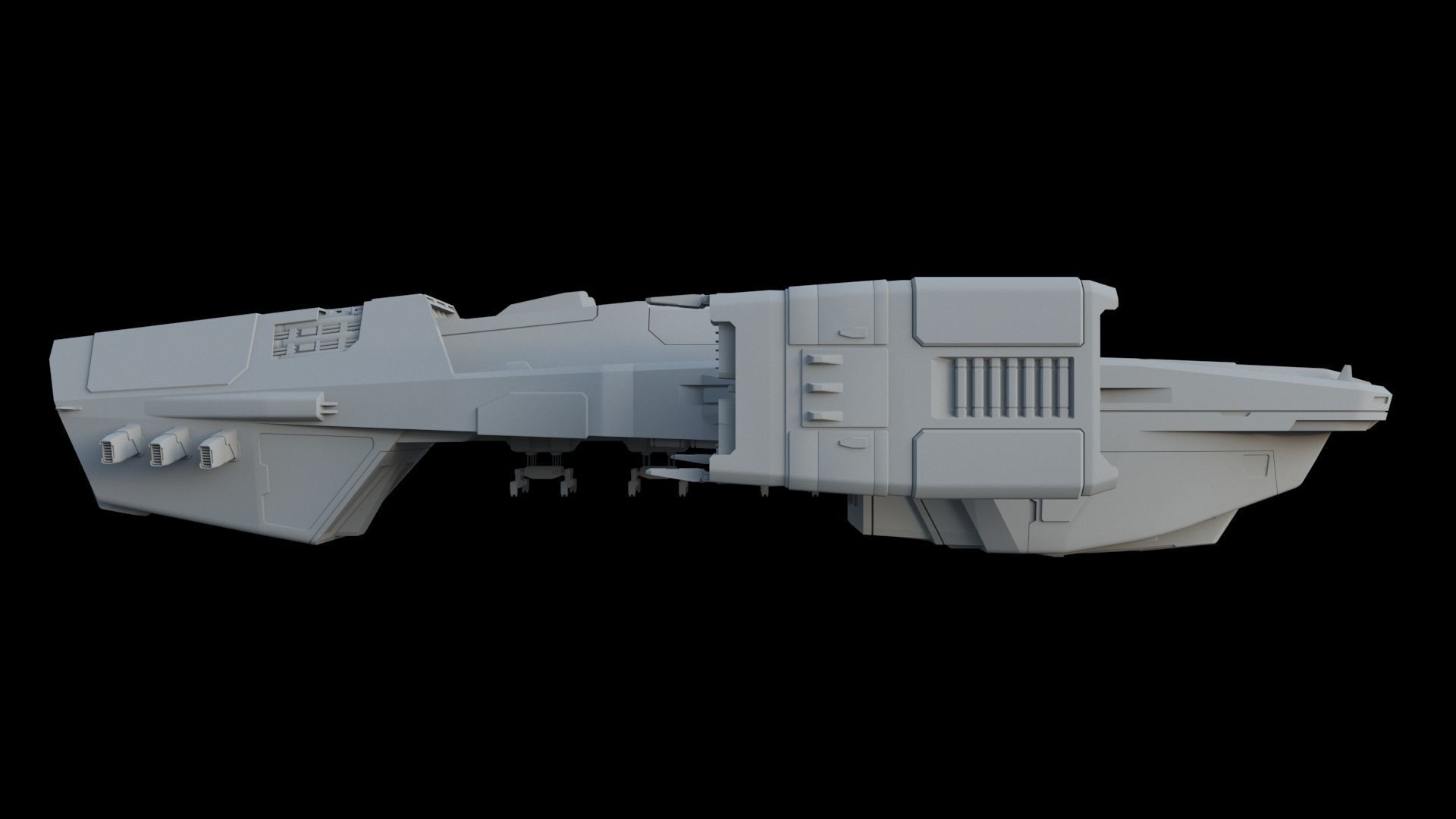 Sci-Fi Cargo Ship 3D model_1