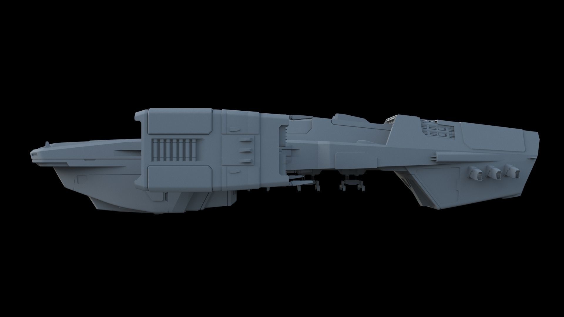 Sci-Fi Cargo Ship 3D model_2