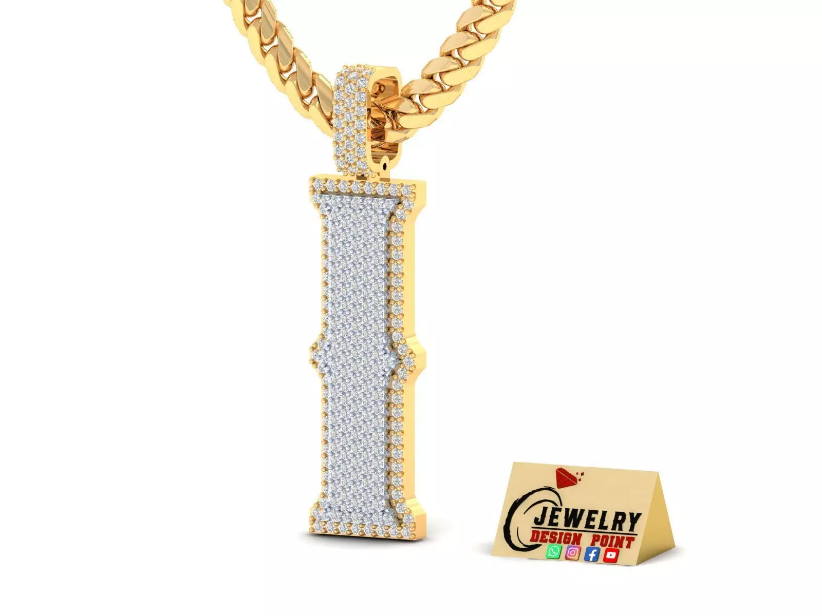 Custom Initial I Letter Diamond Pendant A to Z Alphabet Necklace 3D print model