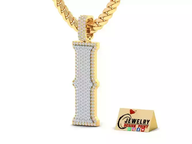 Custom Initial I Letter Diamond Pendant A to Z Alphabet Necklace 3D print model