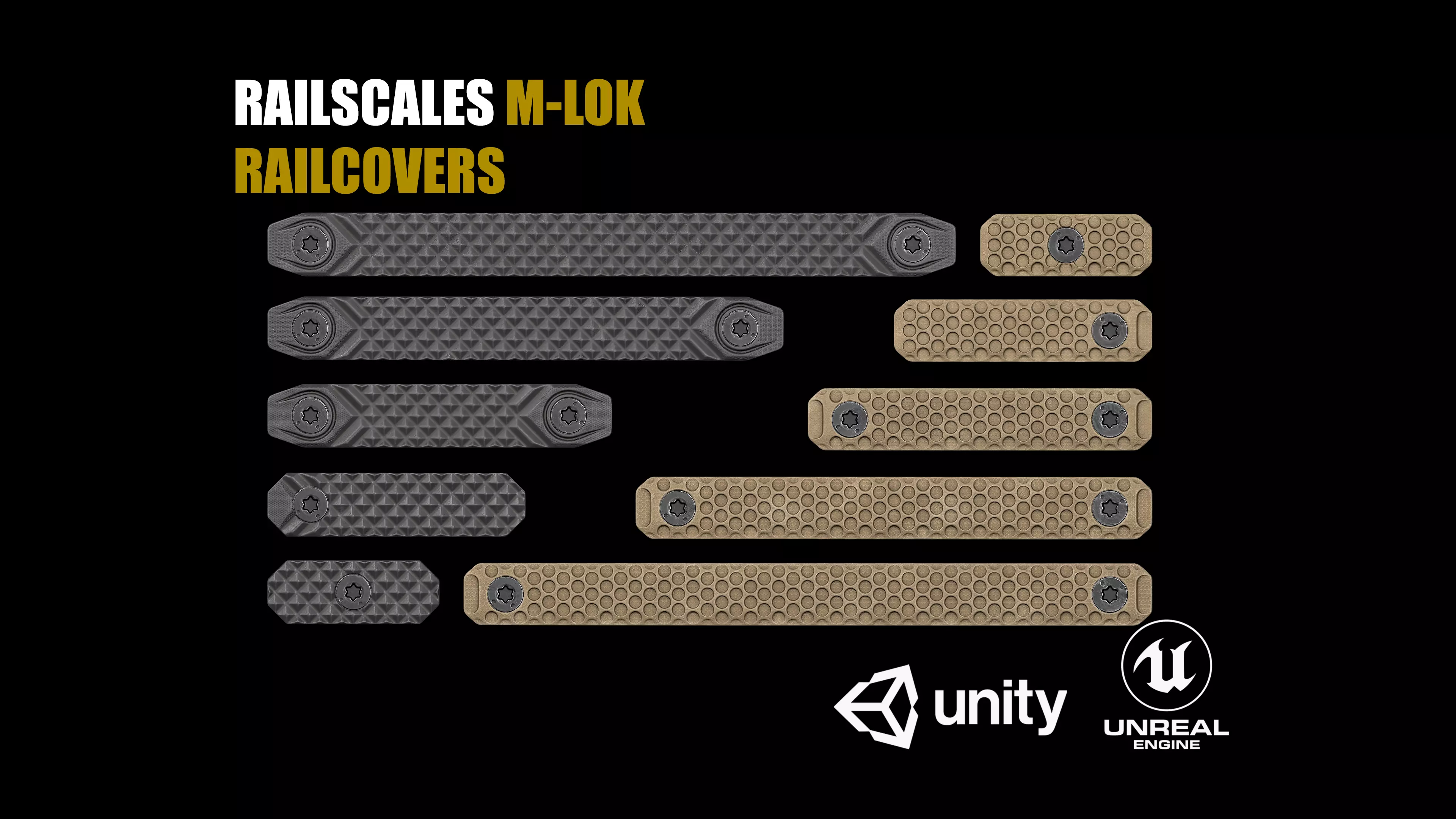 RailScales M-LOK Railcovers Low-poly 3D model_0