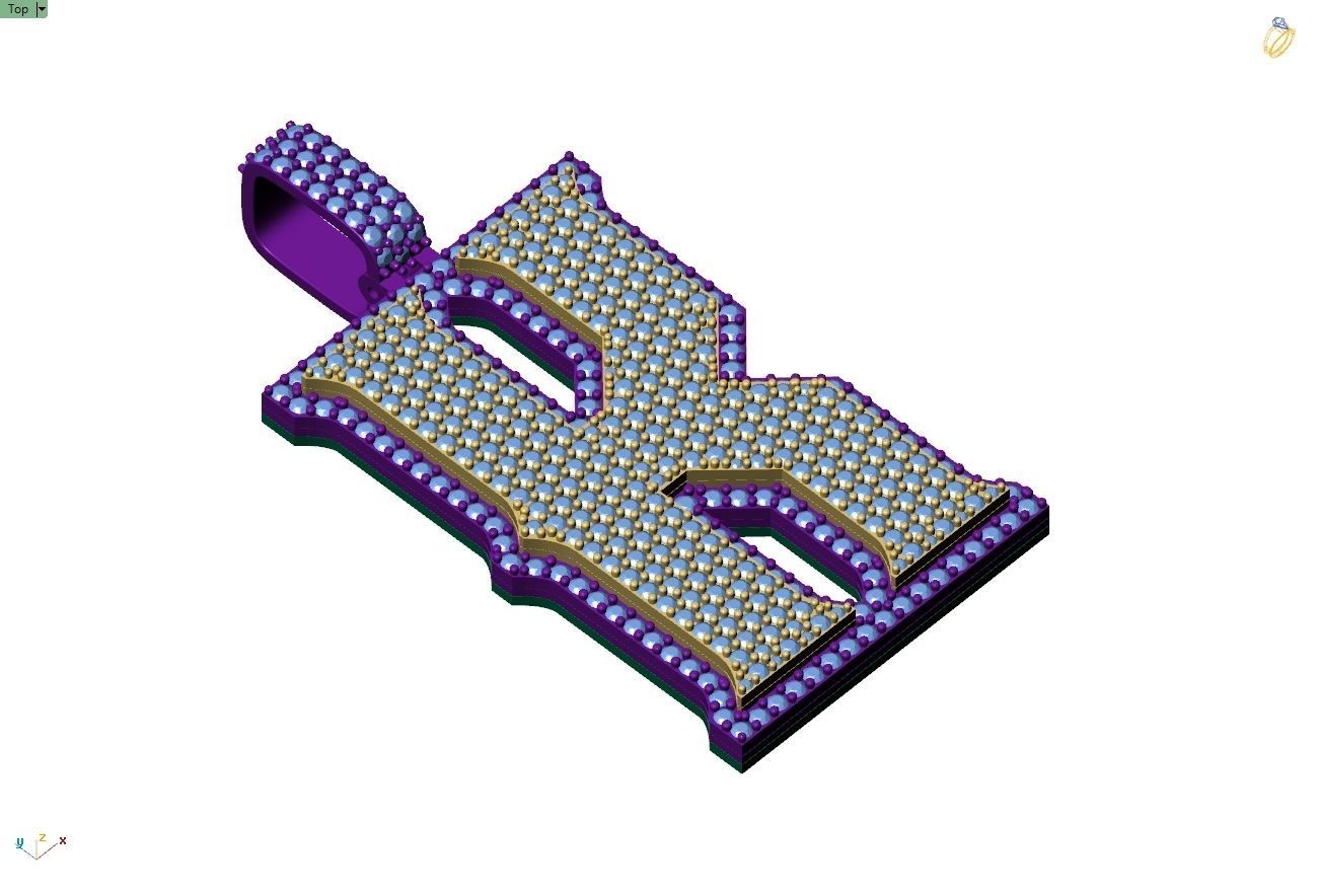 Custom Initial K Letter Diamond Pendant A to Z Alphabet Necklace 3D print model_8