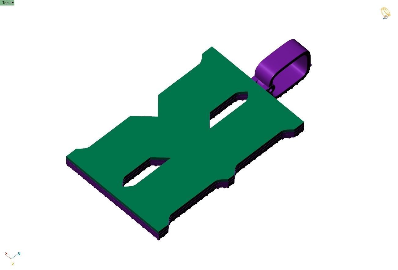 Custom Initial K Letter Diamond Pendant A to Z Alphabet Necklace 3D print model_9