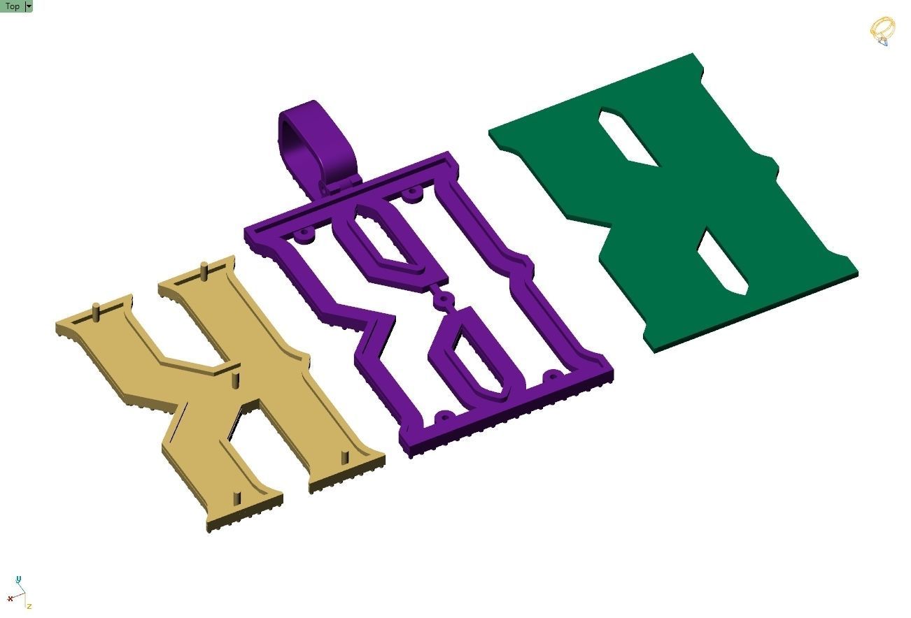 Custom Initial K Letter Diamond Pendant A to Z Alphabet Necklace 3D print model_12