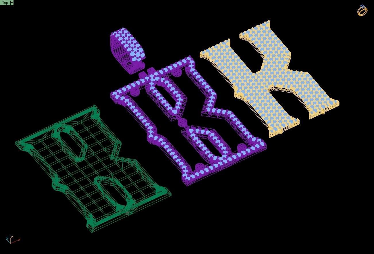 Custom Initial K Letter Diamond Pendant A to Z Alphabet Necklace 3D print model_15