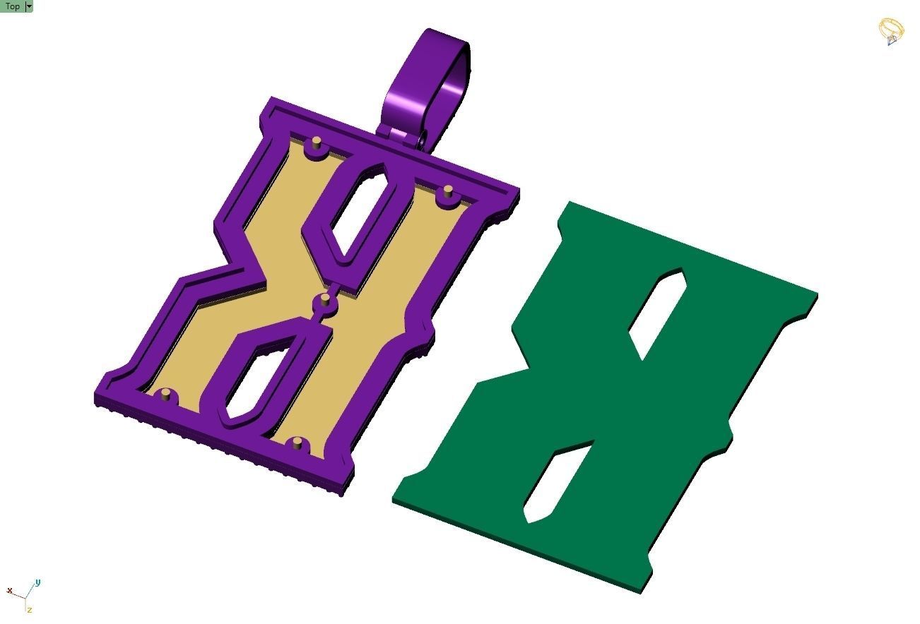 Custom Initial K Letter Diamond Pendant A to Z Alphabet Necklace 3D print model_10