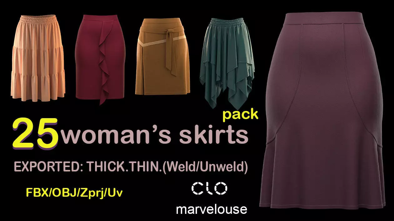 Skirt pack 3D model_0