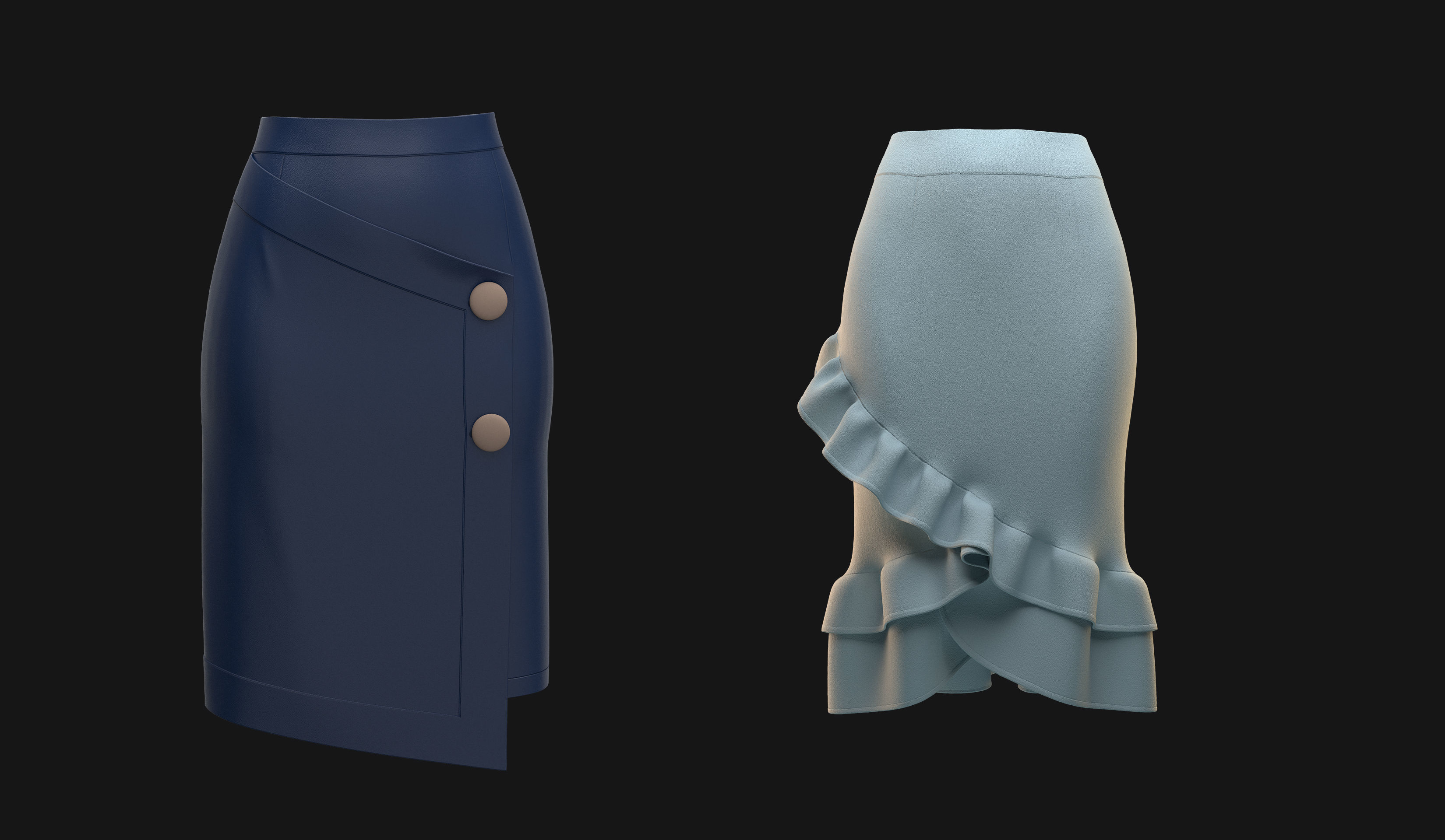 Skirt pack 3D model_2