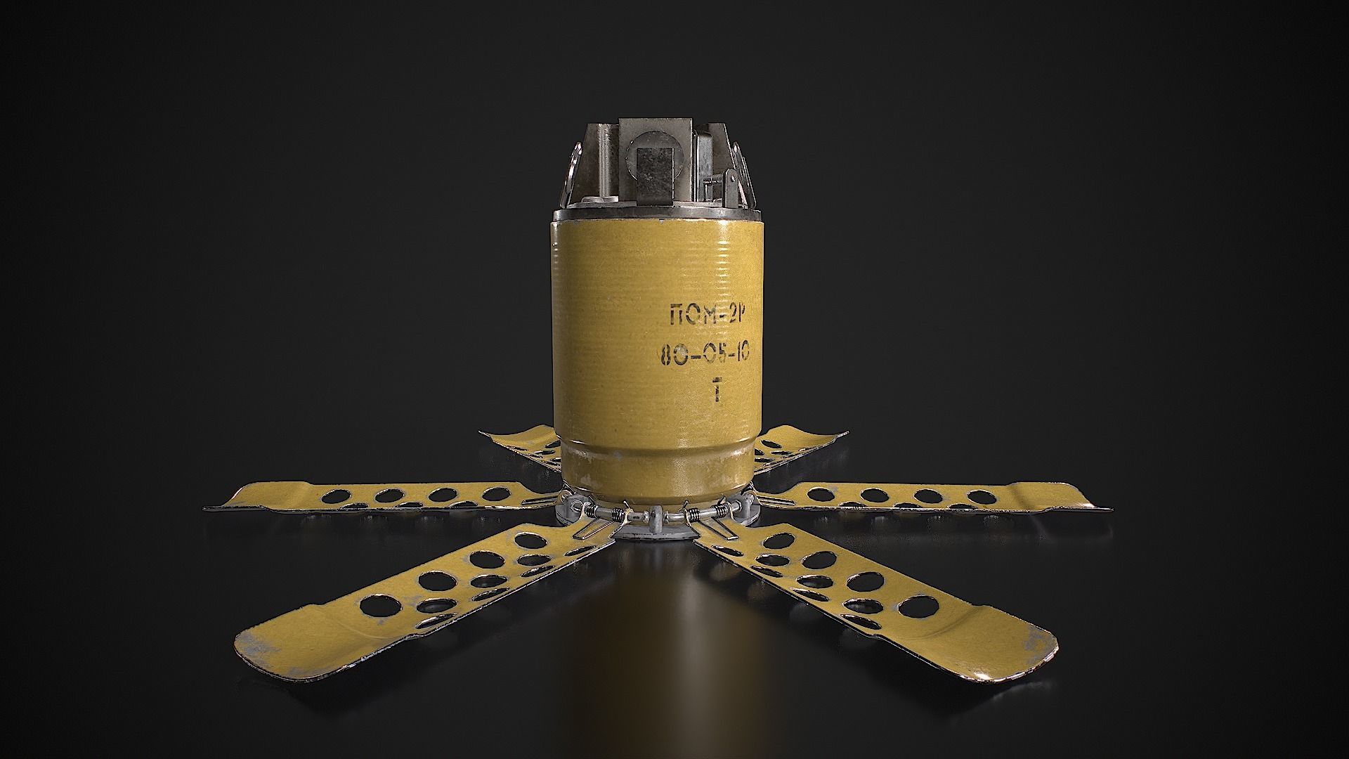 Anti-personnel fragmentation mine PON-2 with circular effect  Low-poly 3D model_4