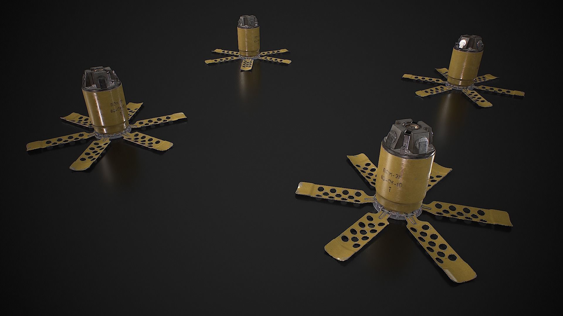 Anti-personnel fragmentation mine PON-2 with circular effect  Low-poly 3D model_9