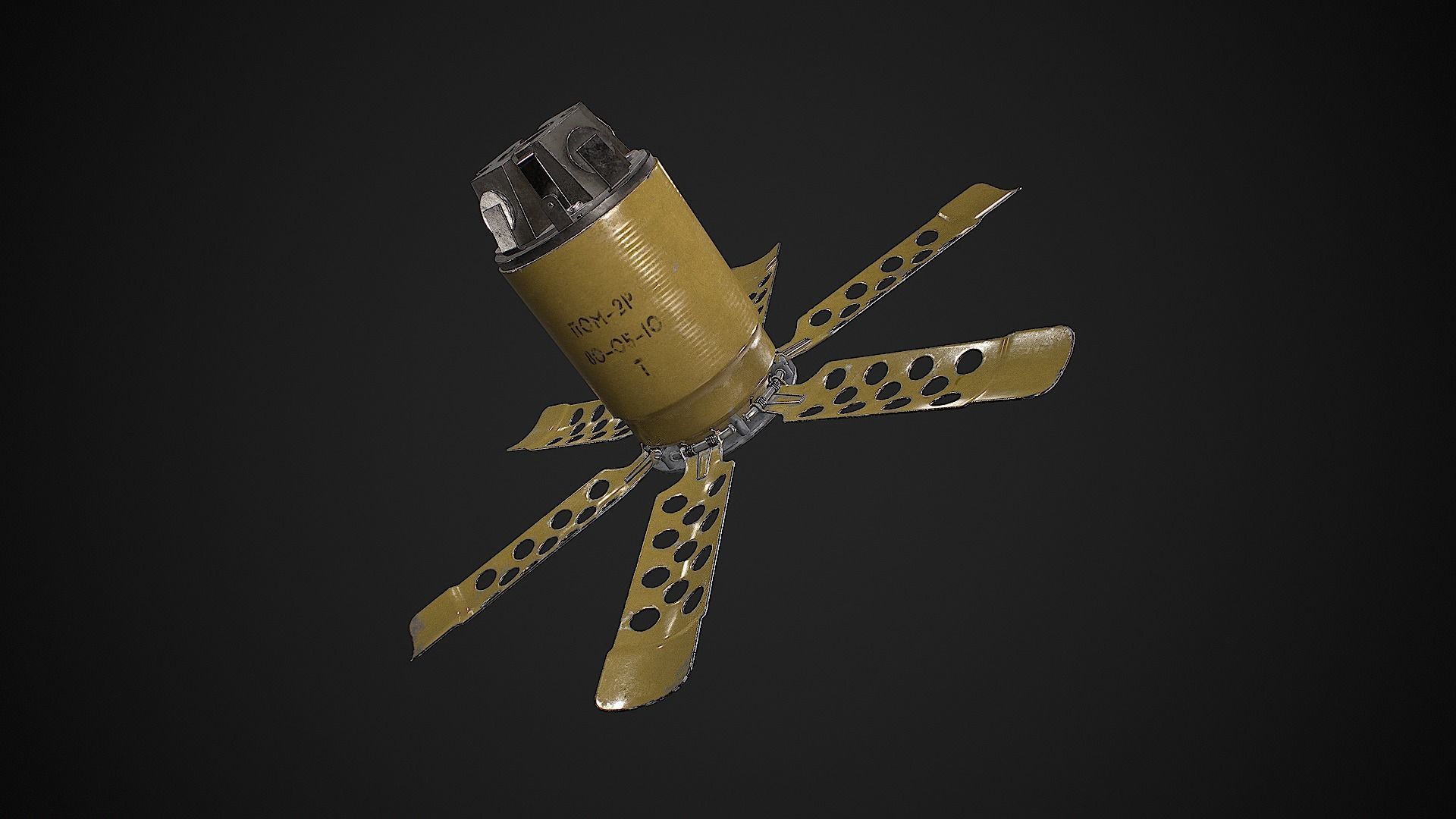 Anti-personnel fragmentation mine PON-2 with circular effect  Low-poly 3D model_2