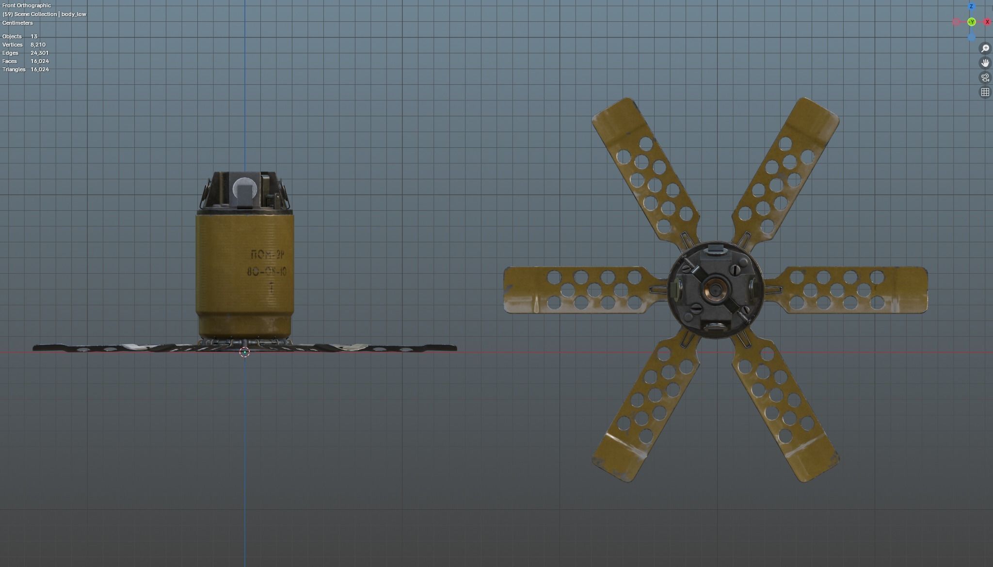 Anti-personnel fragmentation mine PON-2 with circular effect  Low-poly 3D model_12
