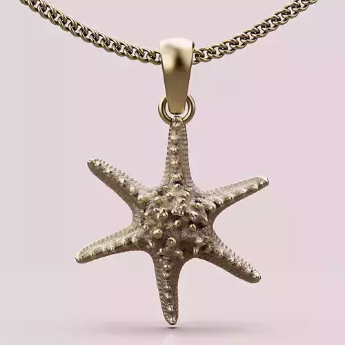 Star fish pendant leaves silver gold jewelry printable 3D model 3D print model