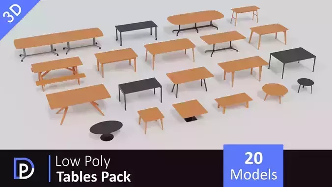 Low Poly Tables Pack Low-poly 3D model