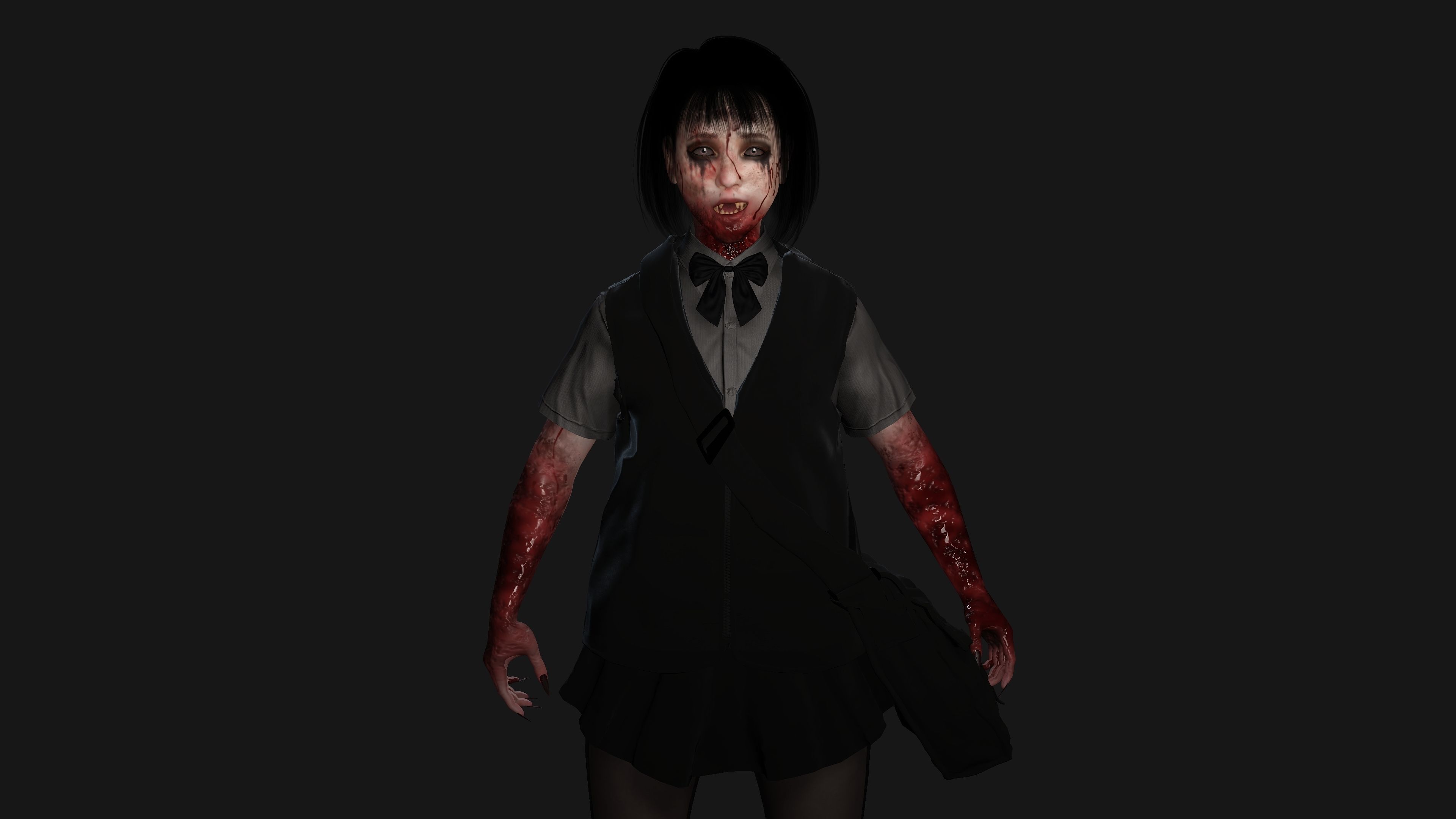 AAA 3D REALISTIC ASIAN GHOST CHARACTER - JAPANESE KIDS GHOST Low-poly 3D model_4