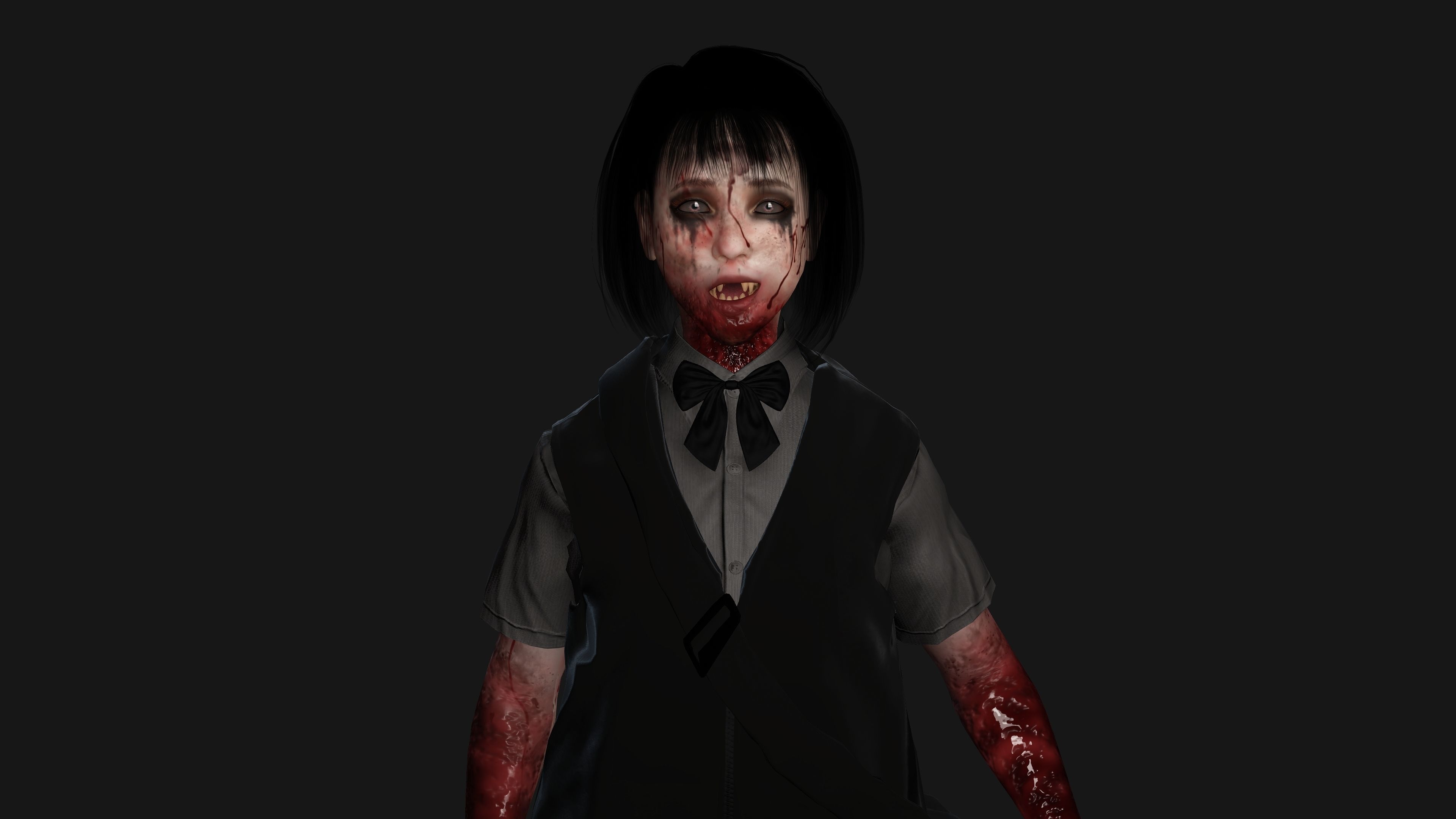 AAA 3D REALISTIC ASIAN GHOST CHARACTER - JAPANESE KIDS GHOST Low-poly 3D model_8