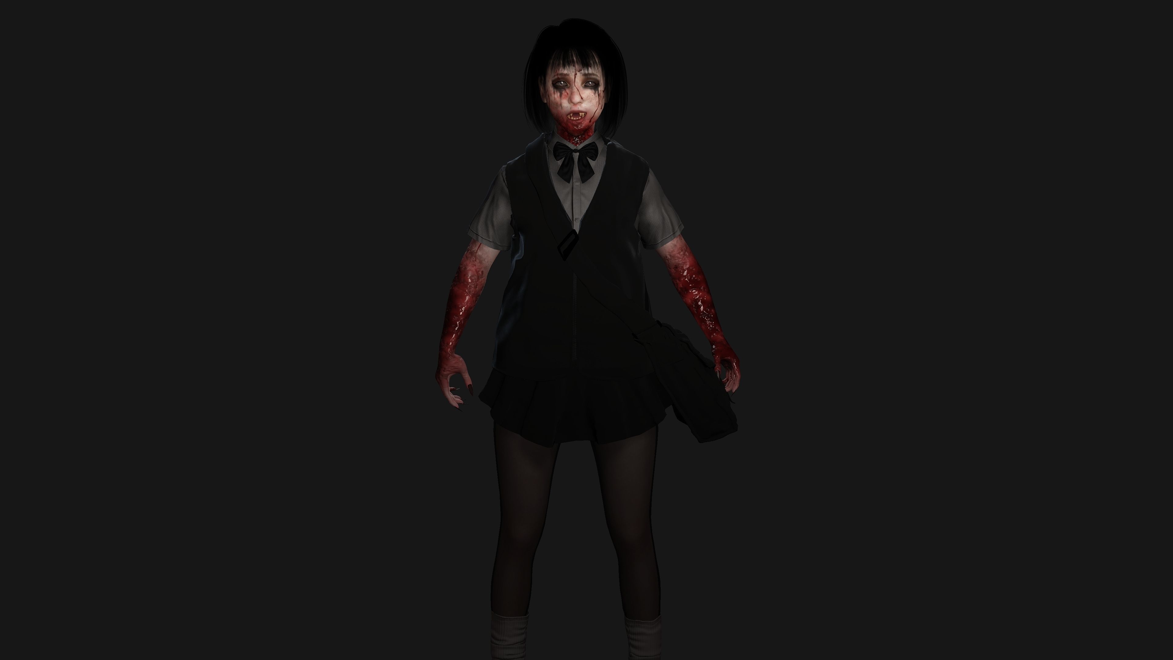 AAA 3D REALISTIC ASIAN GHOST CHARACTER - JAPANESE KIDS GHOST Low-poly 3D model_2