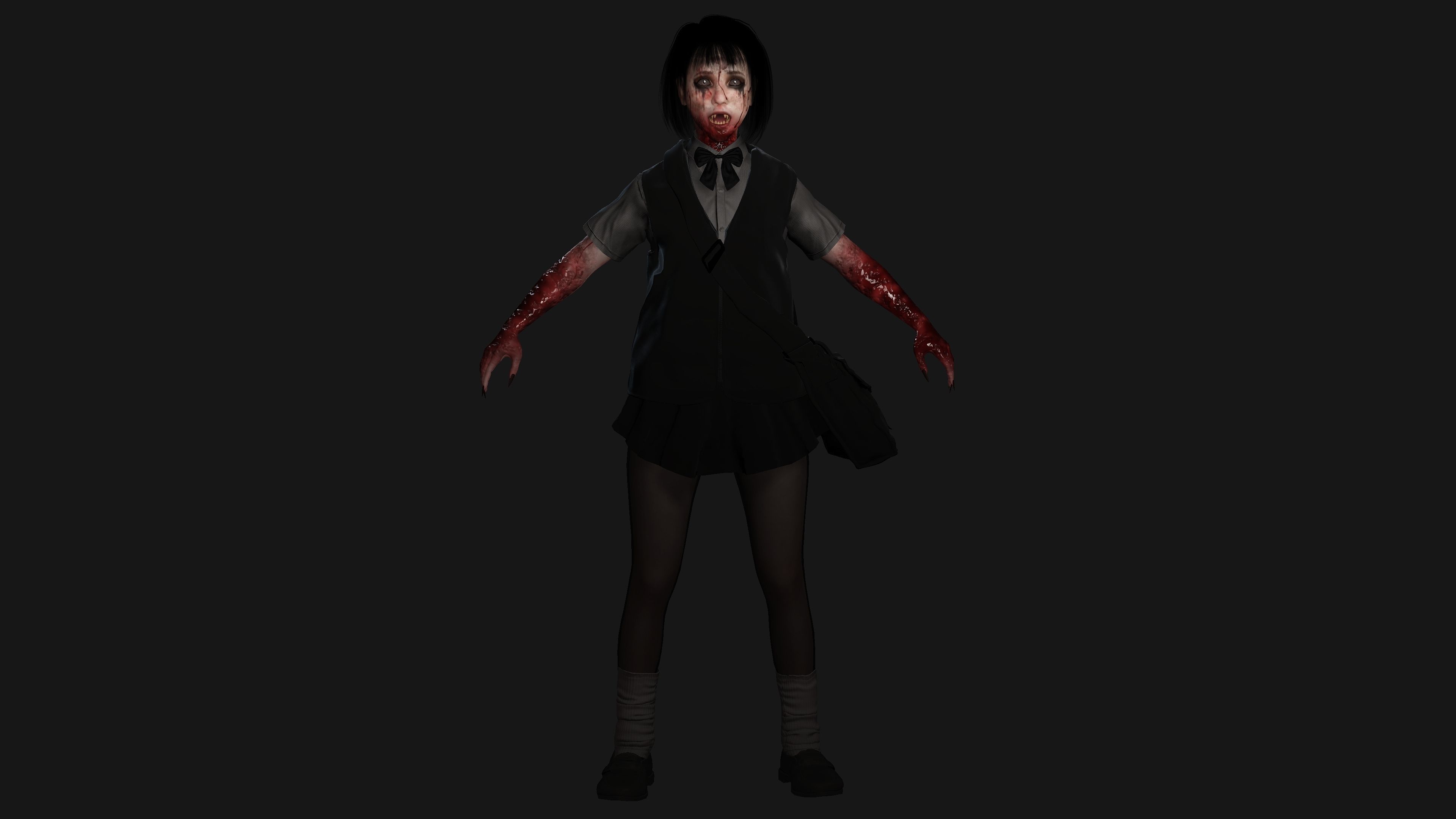 AAA 3D REALISTIC ASIAN GHOST CHARACTER - JAPANESE KIDS GHOST Low-poly 3D model_11