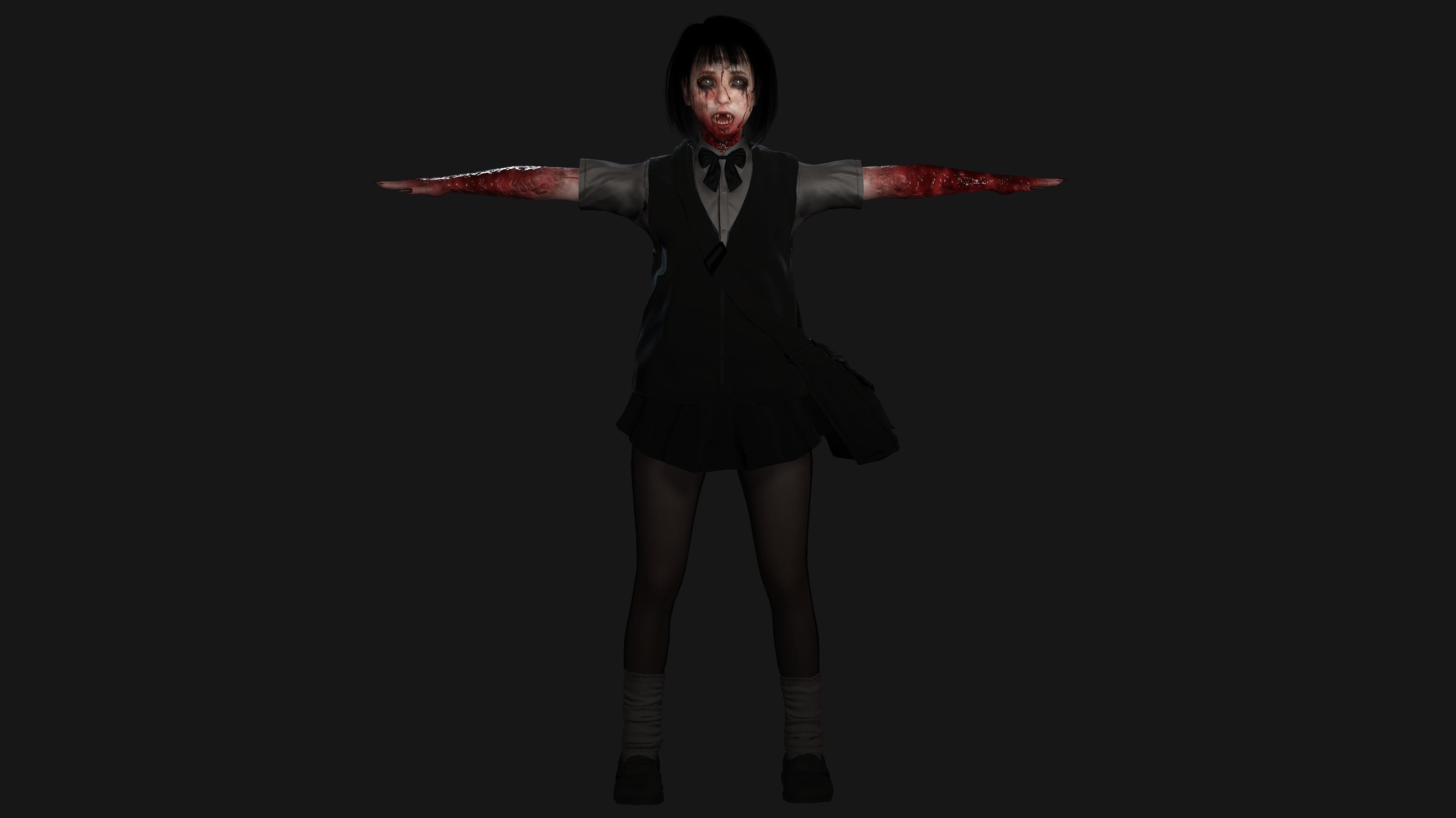AAA 3D REALISTIC ASIAN GHOST CHARACTER - JAPANESE KIDS GHOST Low-poly 3D model_13