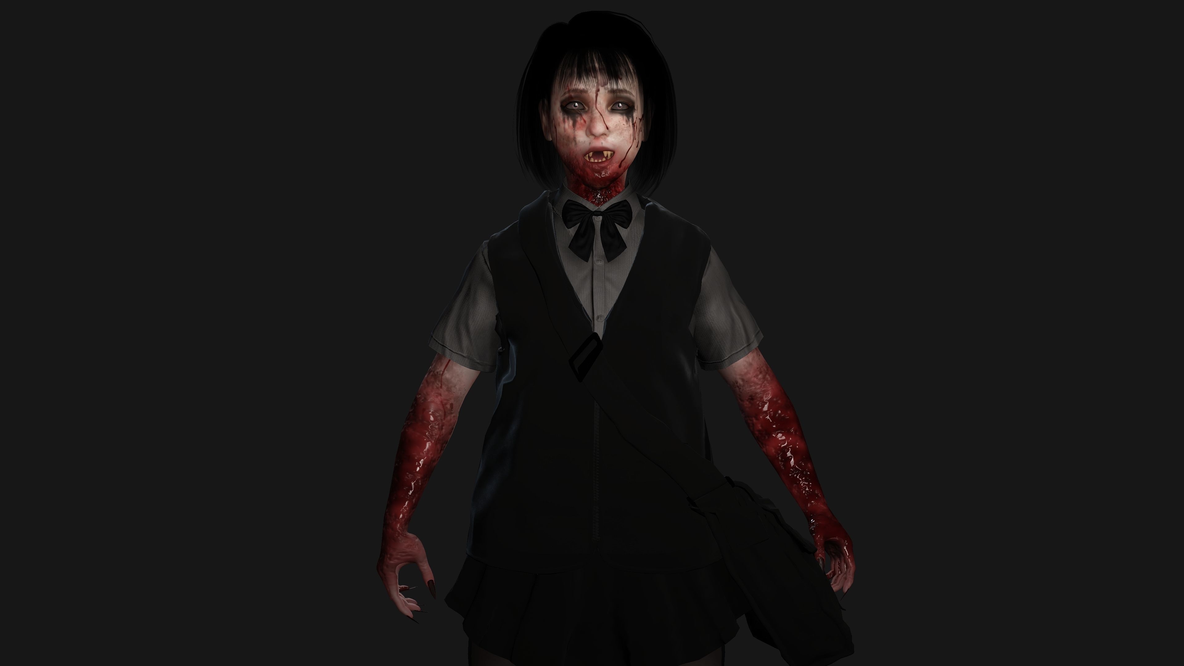 AAA 3D REALISTIC ASIAN GHOST CHARACTER - JAPANESE KIDS GHOST Low-poly 3D model_5
