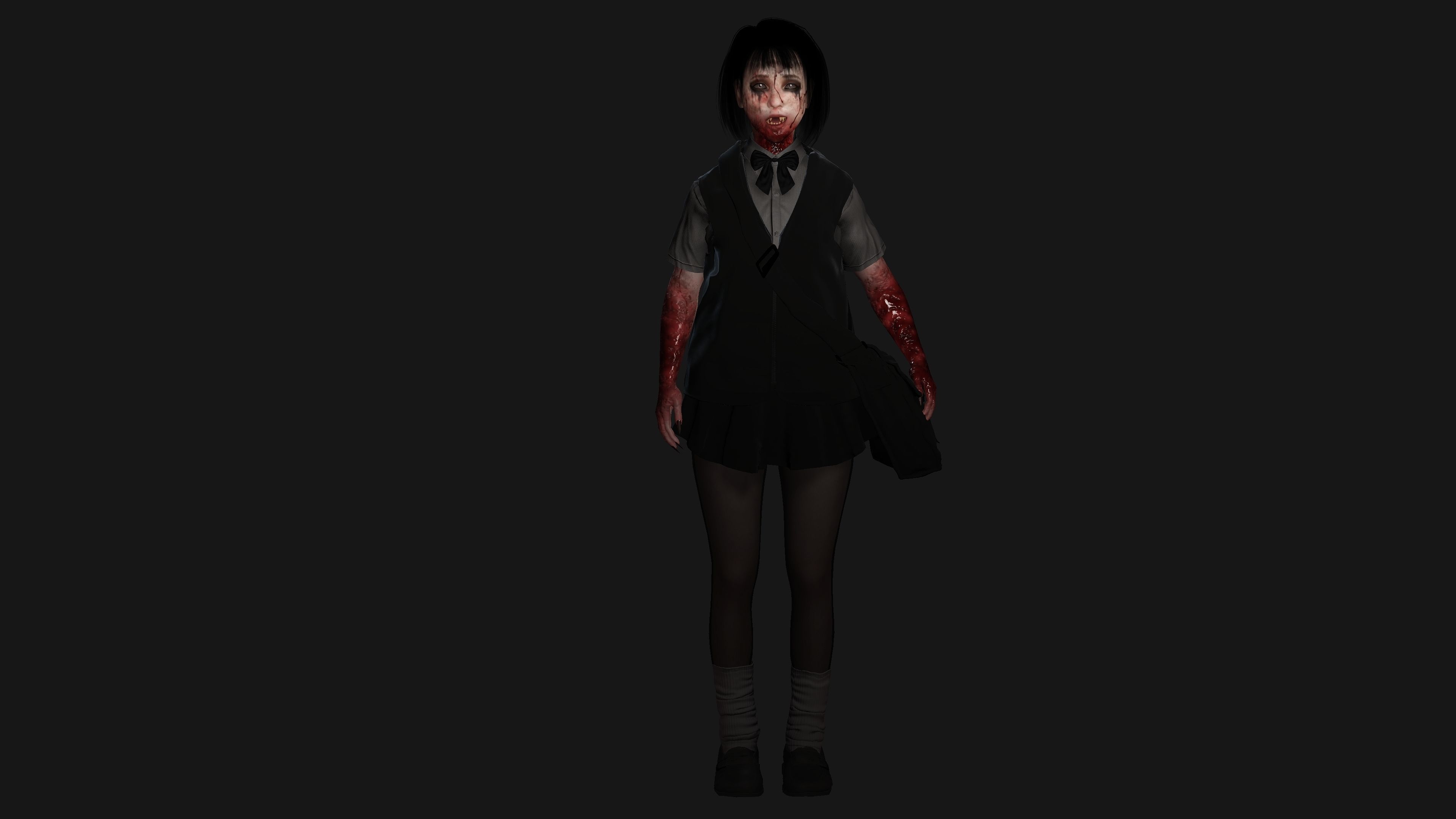 AAA 3D REALISTIC ASIAN GHOST CHARACTER - JAPANESE KIDS GHOST Low-poly 3D model_6