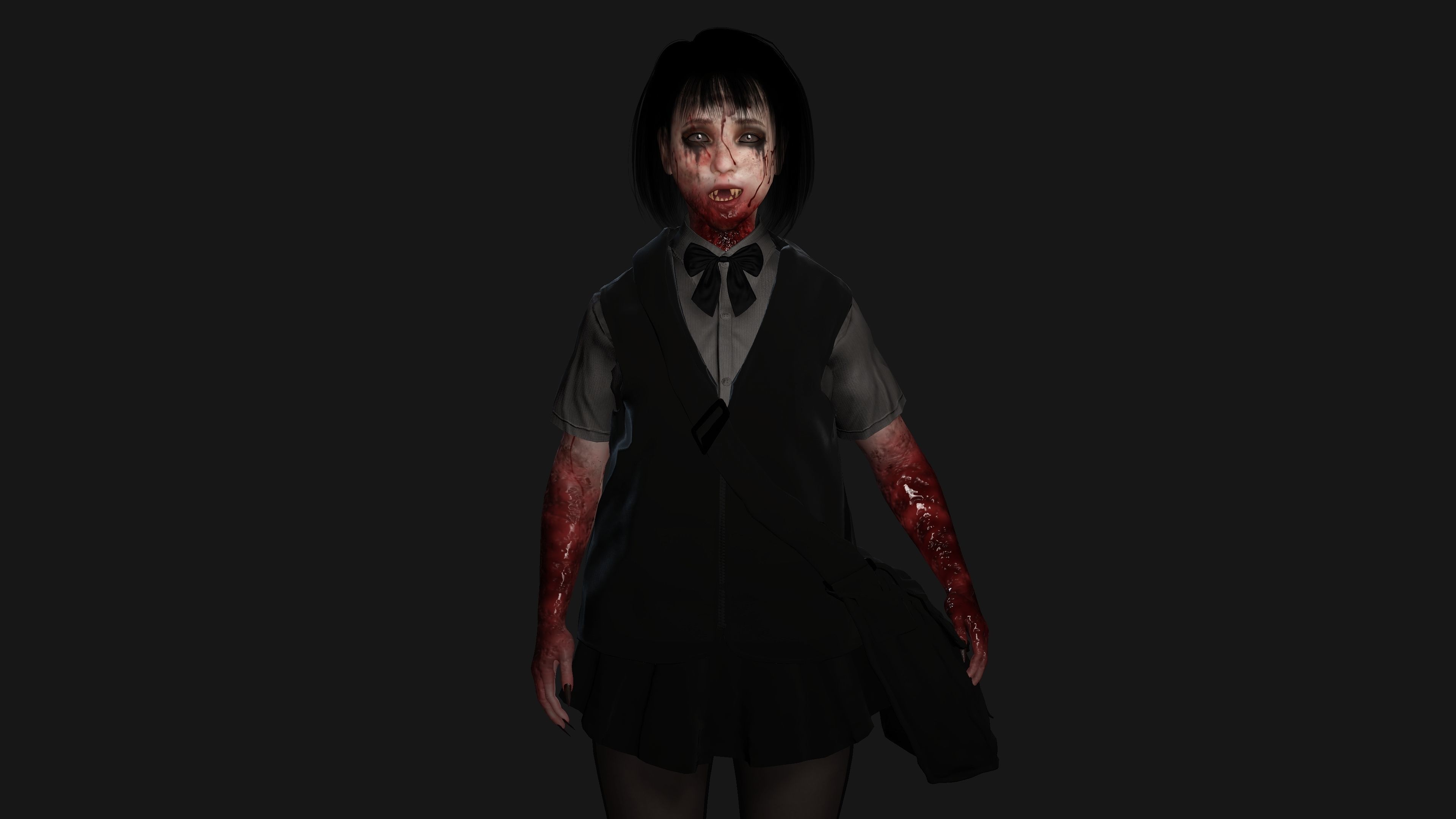 AAA 3D REALISTIC ASIAN GHOST CHARACTER - JAPANESE KIDS GHOST Low-poly 3D model_7