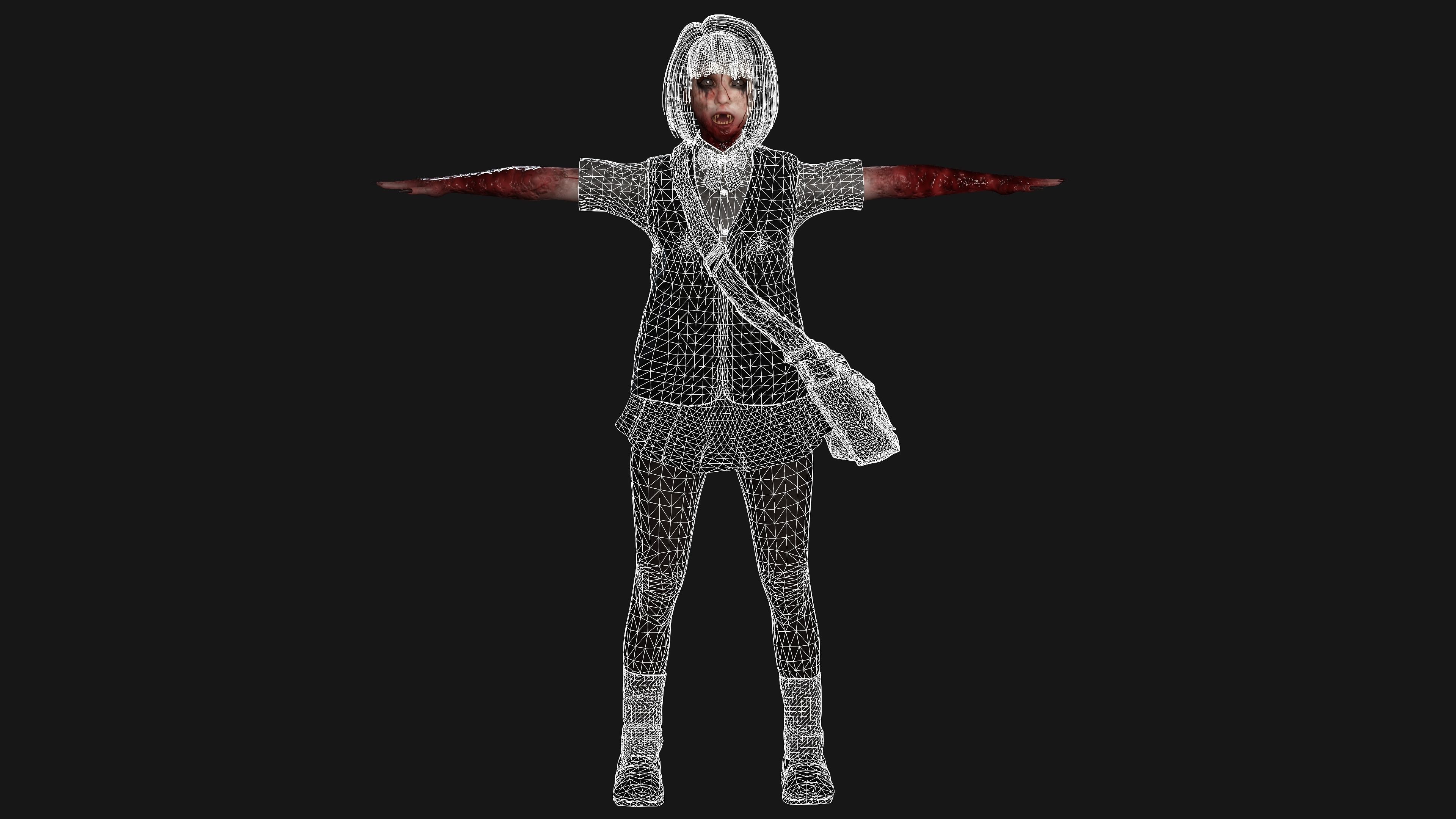 AAA 3D REALISTIC ASIAN GHOST CHARACTER - JAPANESE KIDS GHOST Low-poly 3D model_14
