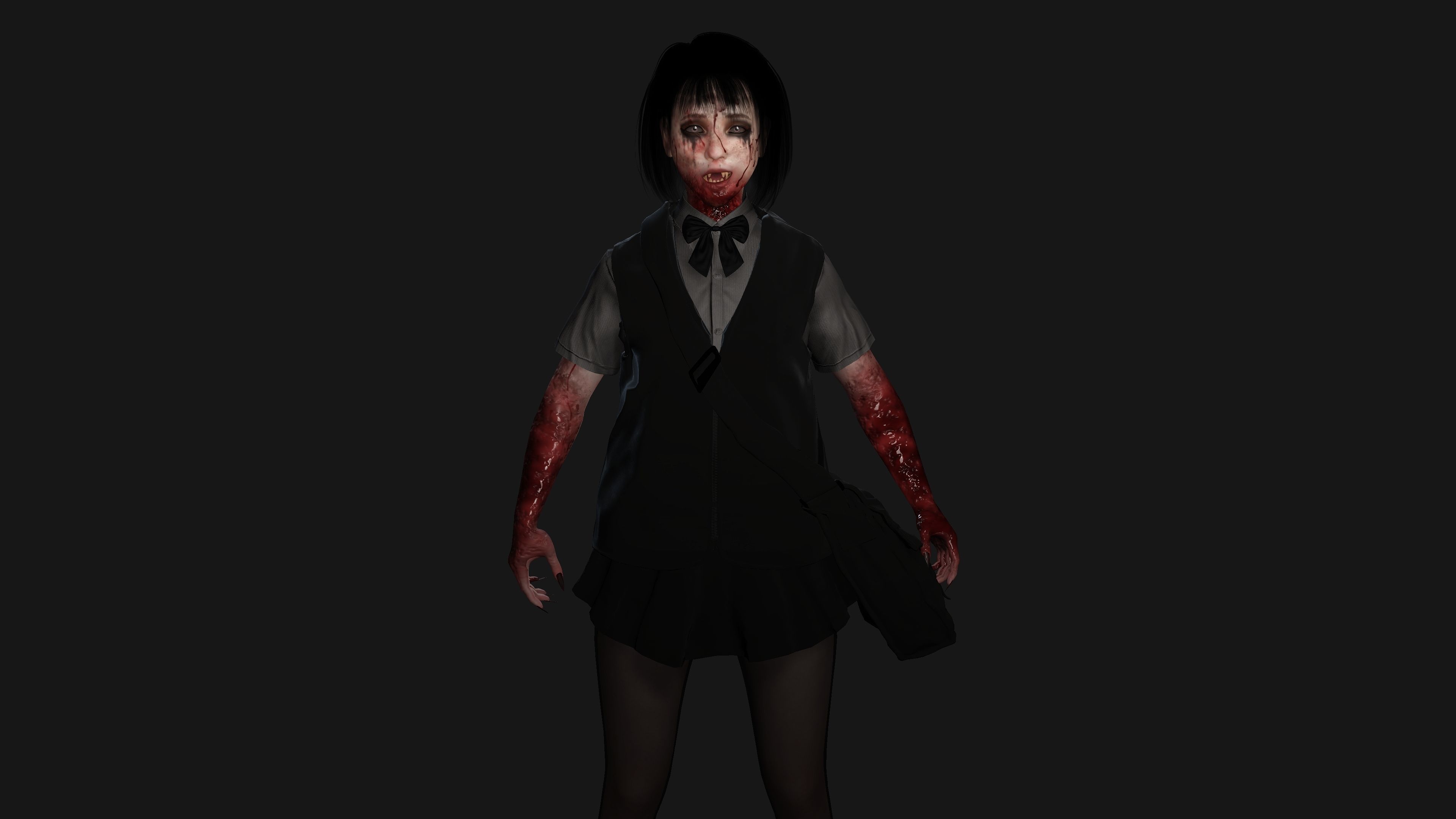 AAA 3D REALISTIC ASIAN GHOST CHARACTER - JAPANESE KIDS GHOST Low-poly 3D model_3