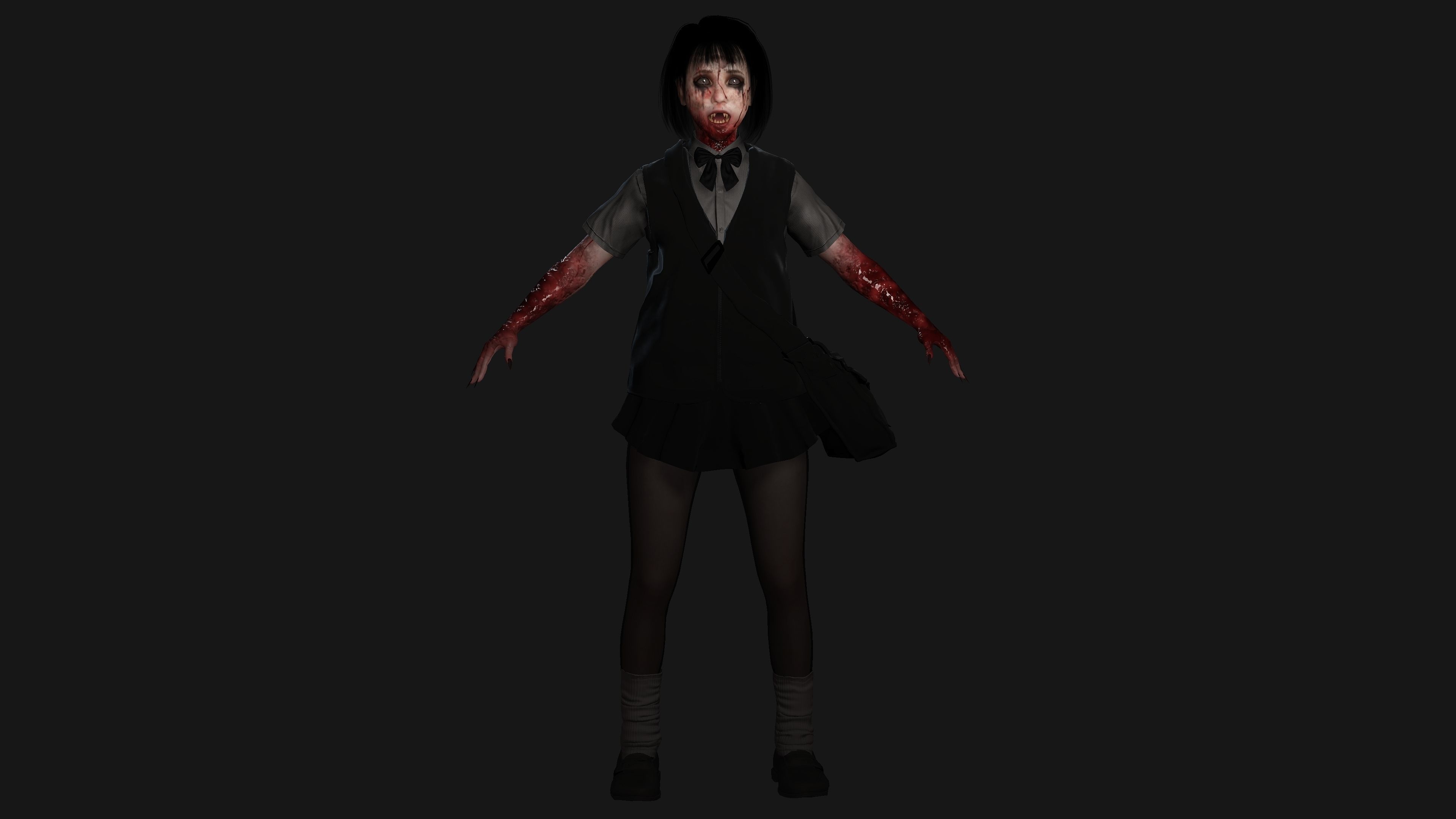 AAA 3D REALISTIC ASIAN GHOST CHARACTER - JAPANESE KIDS GHOST Low-poly 3D model_12