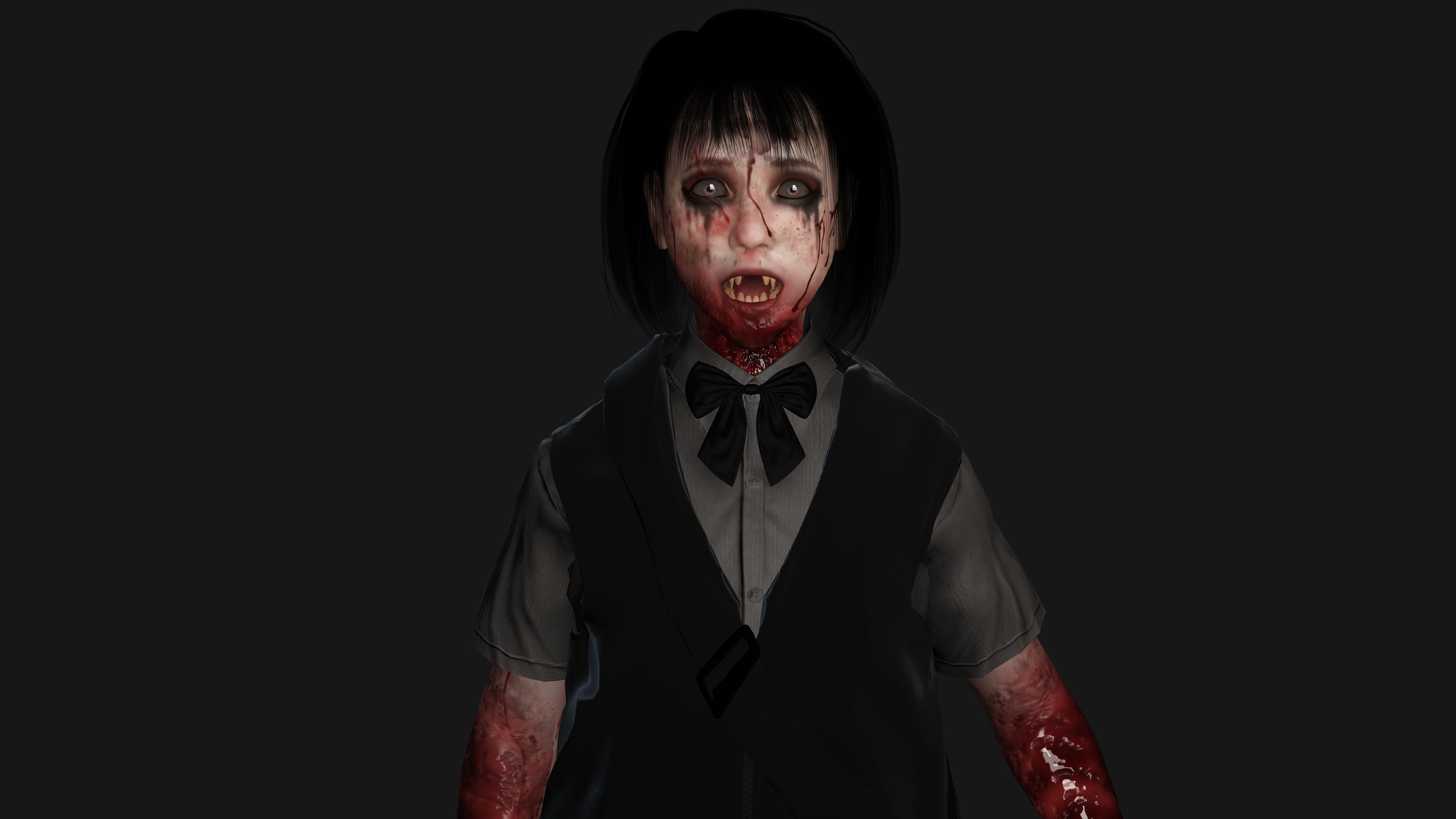 AAA 3D REALISTIC ASIAN GHOST CHARACTER - JAPANESE KIDS GHOST Low-poly 3D model_10