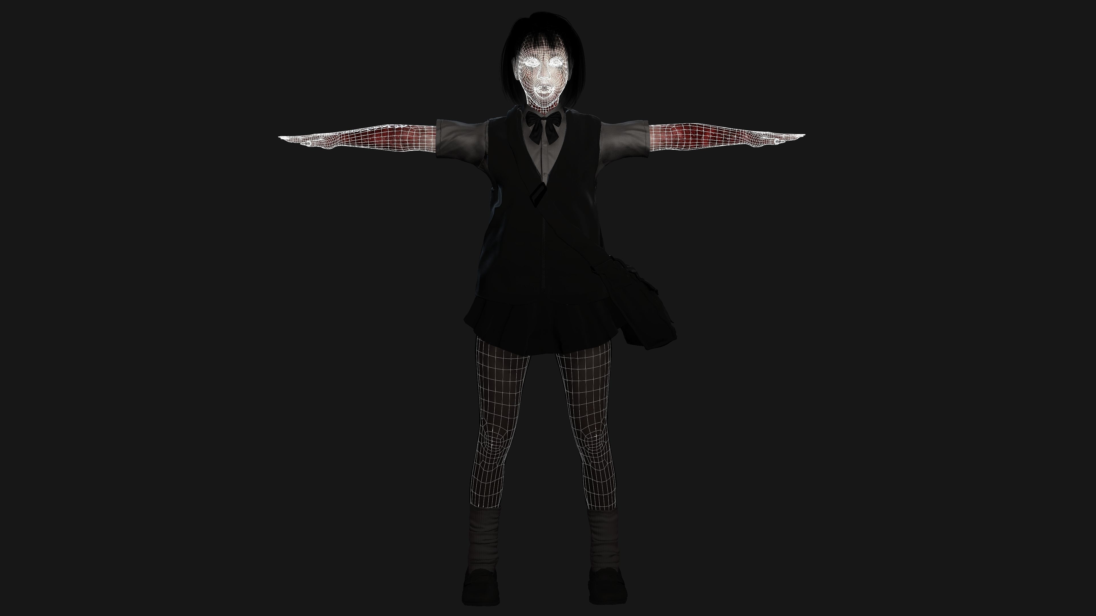 AAA 3D REALISTIC ASIAN GHOST CHARACTER - JAPANESE KIDS GHOST Low-poly 3D model_15