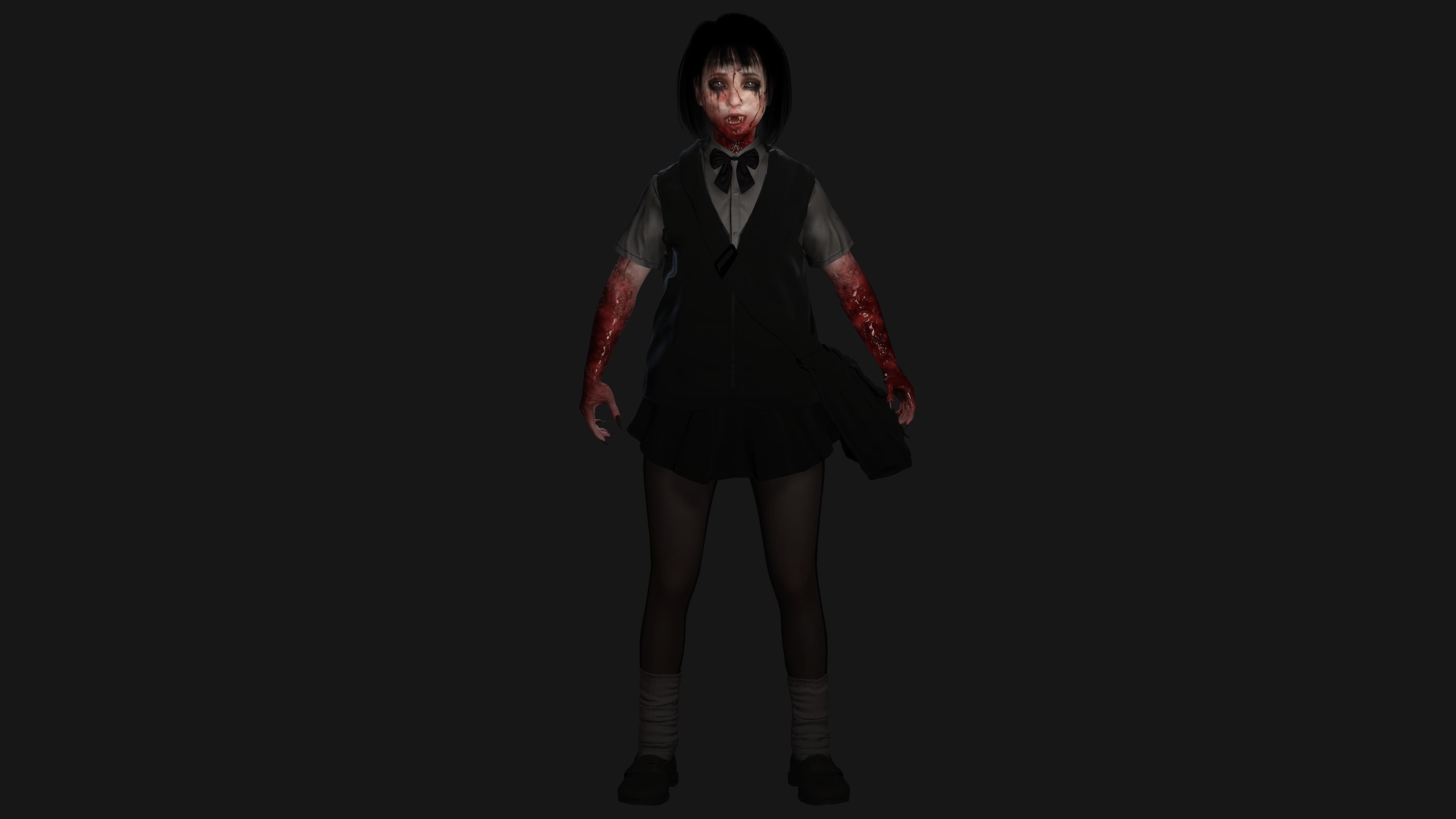 AAA 3D REALISTIC ASIAN GHOST CHARACTER - JAPANESE KIDS GHOST Low-poly 3D model_1
