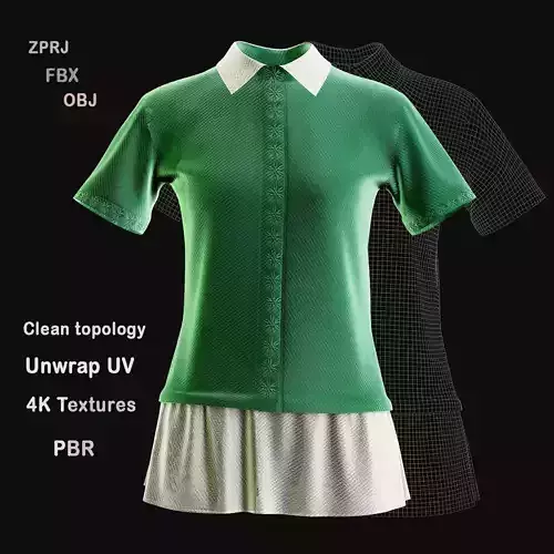 Female Blouse Low-poly 3D model Female Blouse Low-poly 3D model