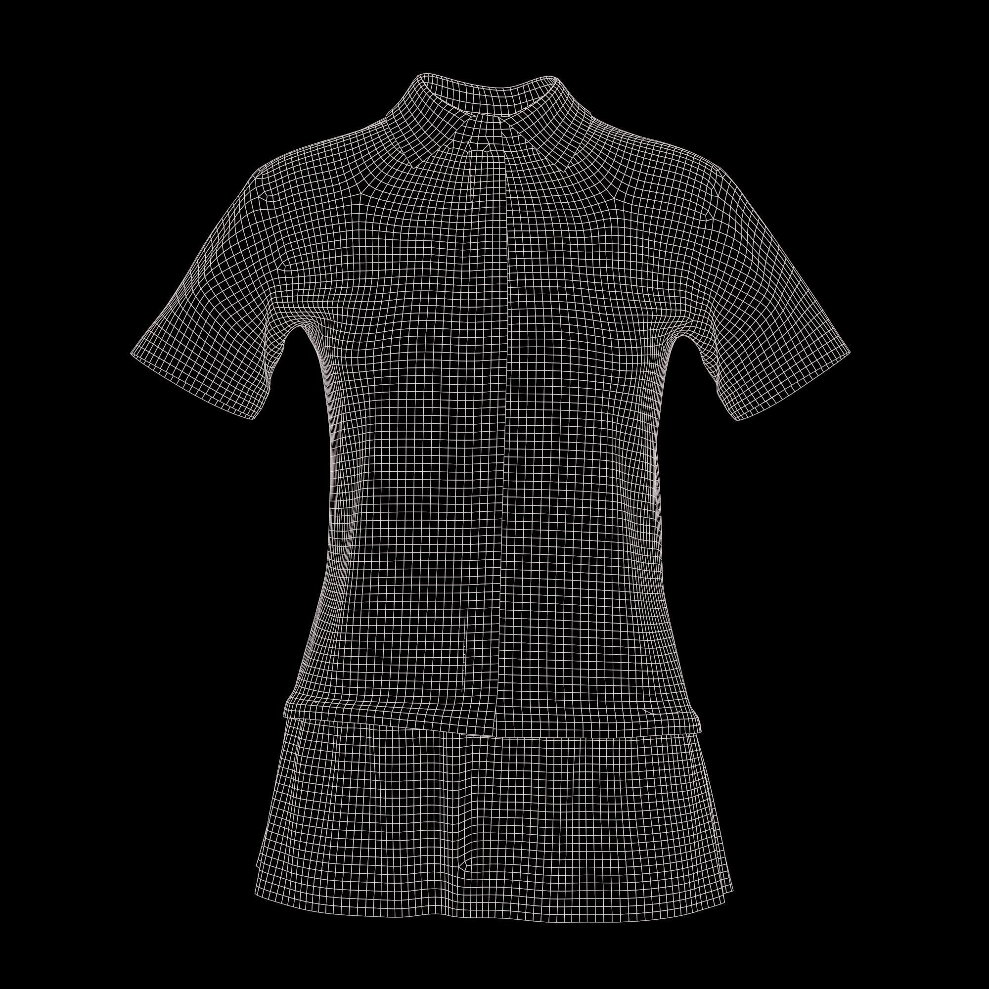 Female Blouse Low-poly 3D model_7
