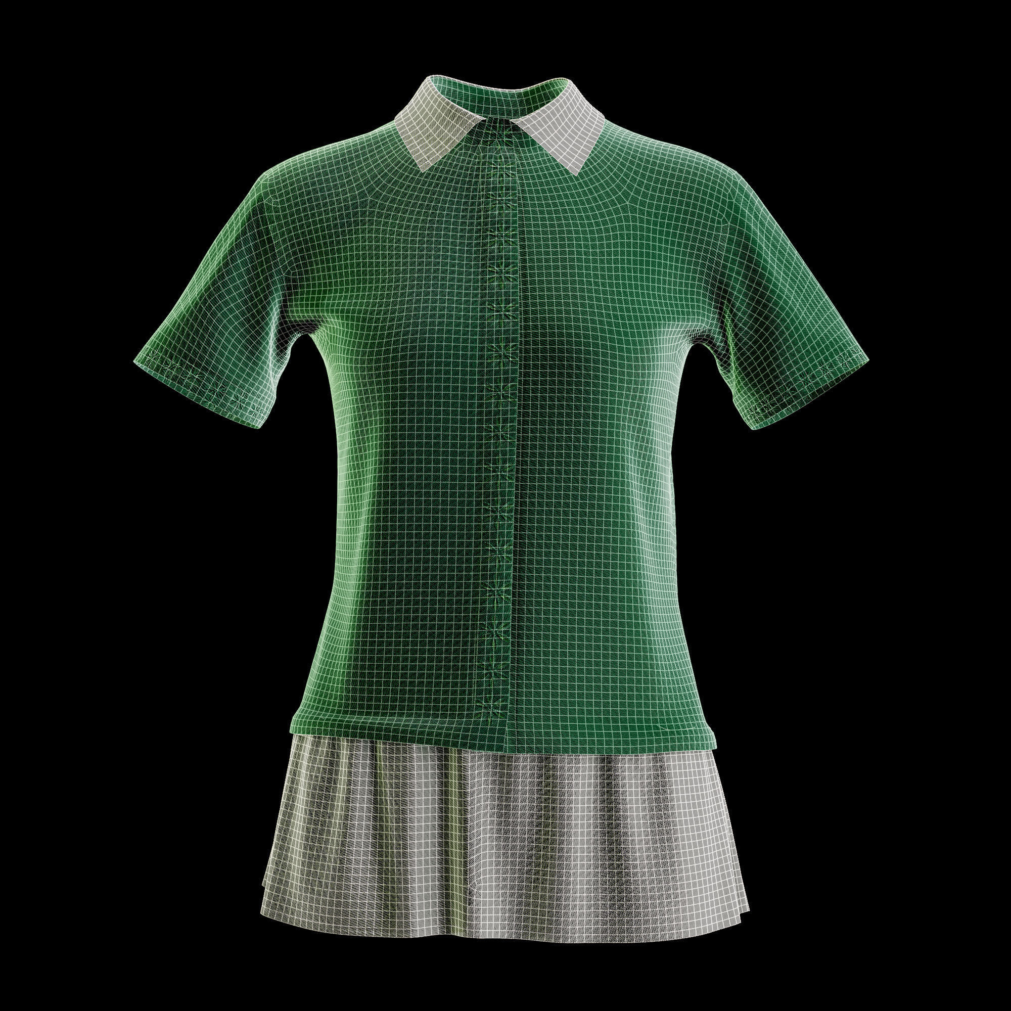 Female Blouse Low-poly 3D model_2