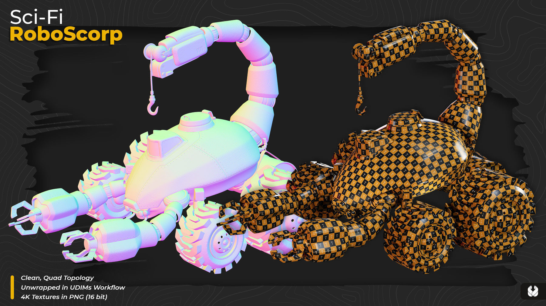 Sci-Fi RoboScorp - 3D Model with 4K Textures Low-poly 3D model_4