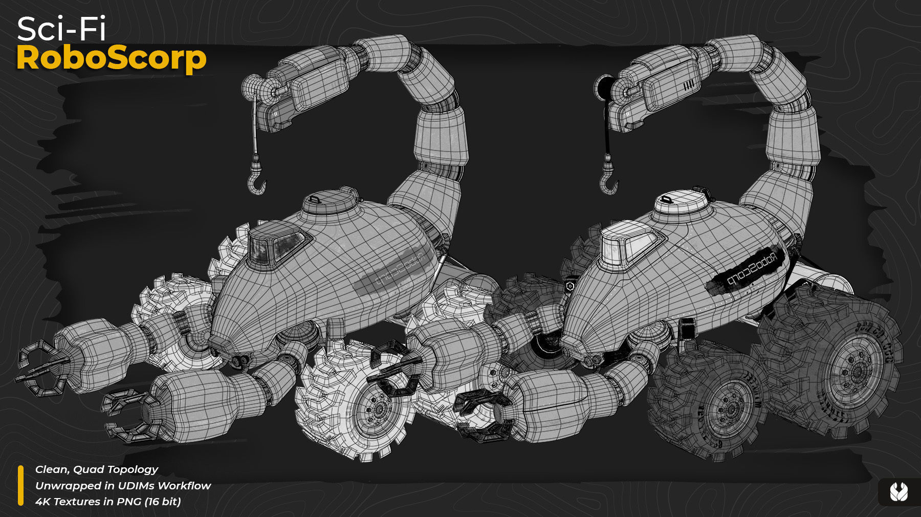 Sci-Fi RoboScorp - 3D Model with 4K Textures Low-poly 3D model_5