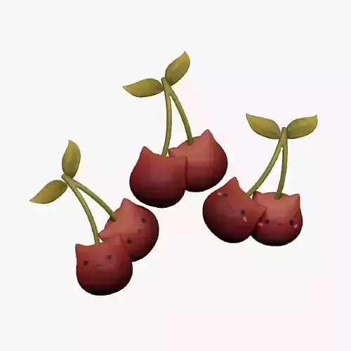 Kawaii Cherries - 3 variations Low-poly 3D model