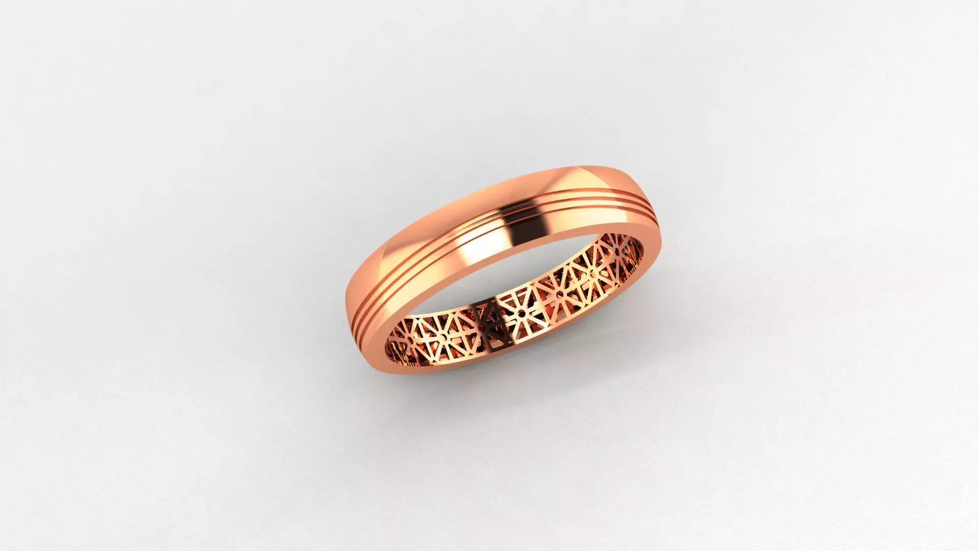 Ultra Light wt Plain Gold minimalist Band Ring 3dm stl renders 3D print model_0