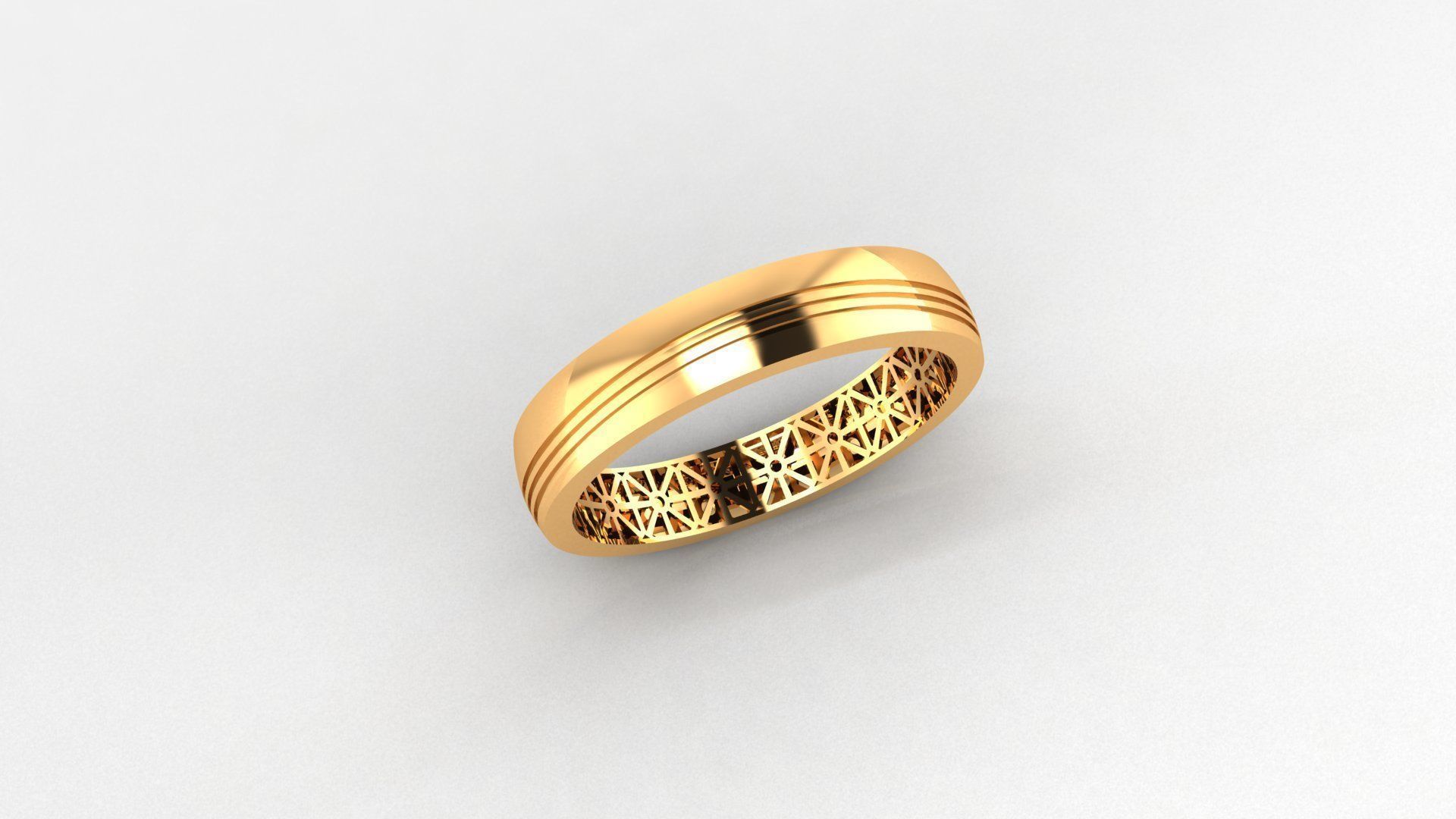 Ultra Light wt Plain Gold minimalist Band Ring 3dm stl renders 3D print model_1