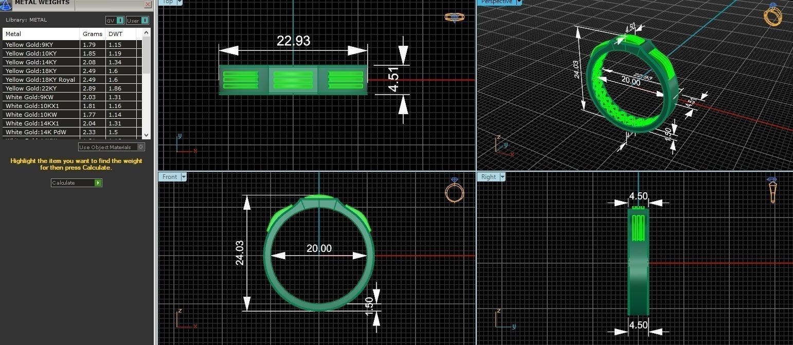 Ultra Light wt Plain Gold minimalist Band Ring 3dm stl renders 3D print model_3