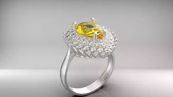 08 cluster pear stone ring