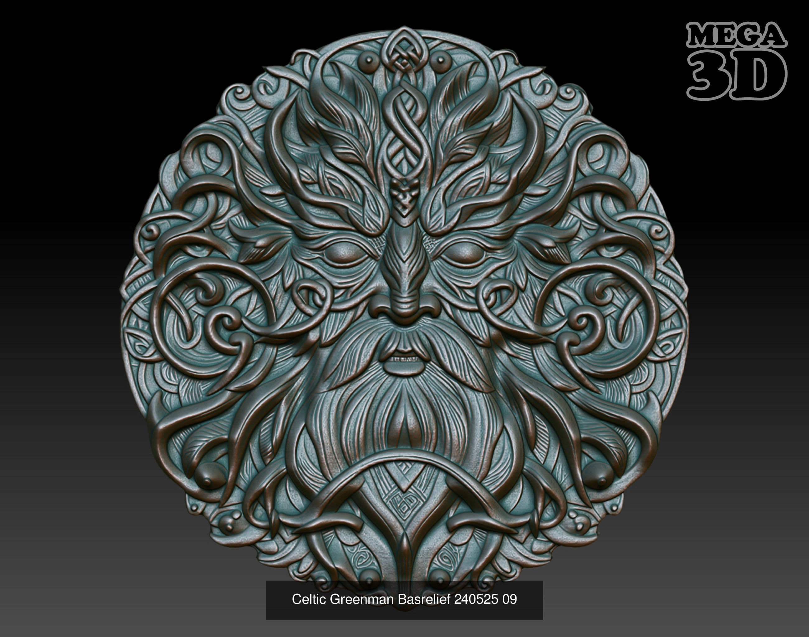 Celtic Greenman Basrelief Pack 240525 3D Model Collection_1